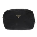 PRADA Pouch Nylon Black Silver Auth ti2545-13