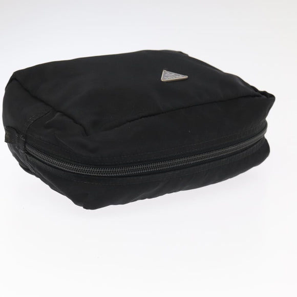 PRADA Pouch Nylon Black Silver Auth ti2545