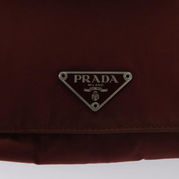 PRADA Shoulder Bag Nylon Red Silver Auth ti2546