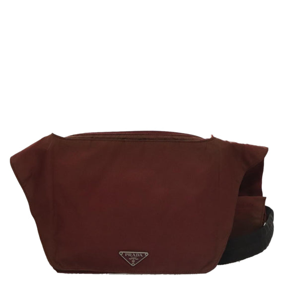PRADA Shoulder Bag Nylon Red Silver Auth ti2546