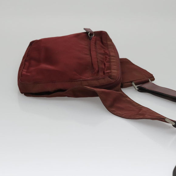 PRADA Shoulder Bag Nylon Red Silver Auth ti2546
