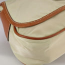 PRADA Shoulder Bag Nylon Leather Beige Brown Silver Auth ti2547-14