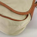 PRADA Shoulder Bag Nylon Leather Beige Brown Silver Auth ti2547-15