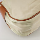 PRADA Shoulder Bag Nylon Leather Beige Brown Silver Auth ti2547-16