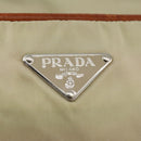 PRADA Shoulder Bag Nylon Leather Beige Brown Silver Auth ti2547-18