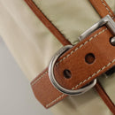 PRADA Shoulder Bag Nylon Leather Beige Brown Silver Auth ti2547-9