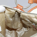 PRADA Shoulder Bag Nylon Leather Beige Brown Silver Auth ti2547-21