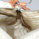 PRADA Shoulder Bag Nylon Leather Beige Brown Silver Auth ti2547-22