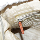 PRADA Shoulder Bag Nylon Leather Beige Brown Silver Auth ti2547-23