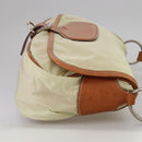 PRADA Shoulder Bag Nylon Leather Beige Brown Silver Auth ti2547-4