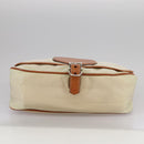 PRADA Shoulder Bag Nylon Leather Beige Brown Silver Auth ti2547-5
