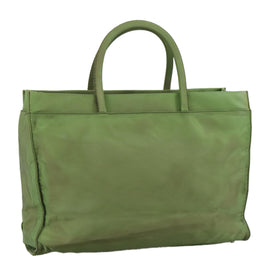 PRADA Hand Bag Nylon Khaki Silver Auth ti2552