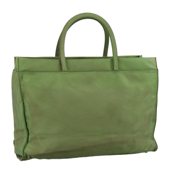 PRADA Hand Bag Nylon Khaki Silver Auth ti2552
