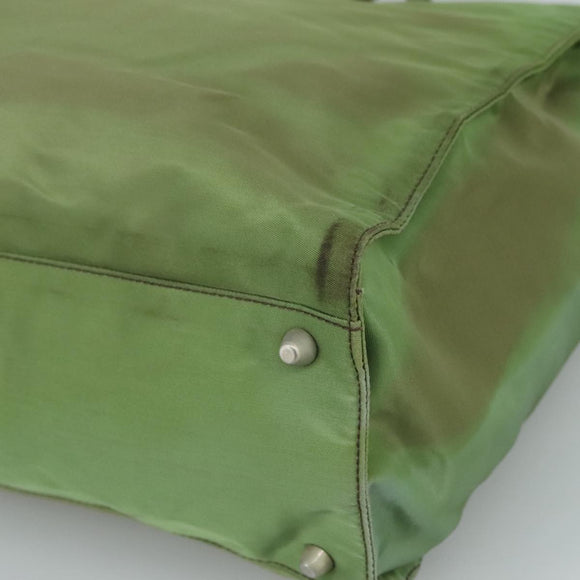 PRADA Hand Bag Nylon Khaki Silver Auth ti2552