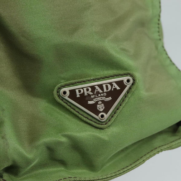 PRADA Hand Bag Nylon Khaki Silver Auth ti2552