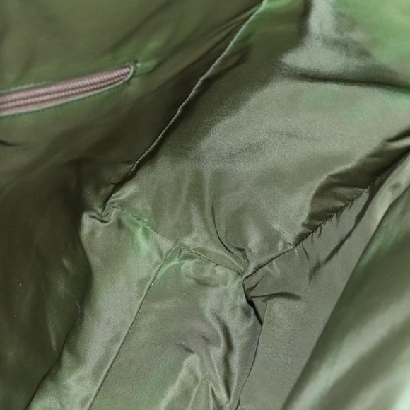 PRADA Hand Bag Nylon Khaki Silver Auth ti2552