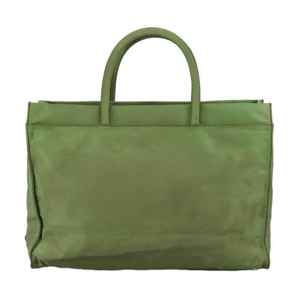 PRADA Hand Bag Nylon Khaki Silver Auth ti2552