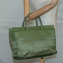 PRADA Hand Bag Nylon Khaki Silver Auth ti2552-23