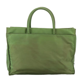 PRADA Hand Bag Nylon Khaki Silver Auth ti2552 - 0