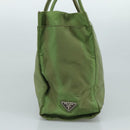 PRADA Hand Bag Nylon Khaki Silver Auth ti2552-3