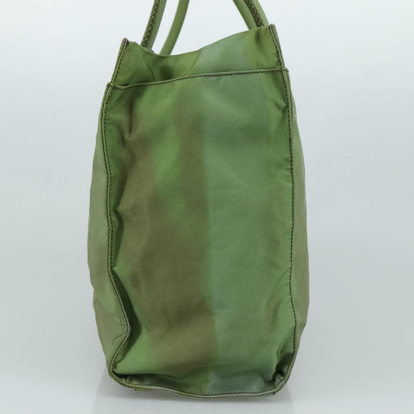 PRADA Hand Bag Nylon Khaki Silver Auth ti2552
