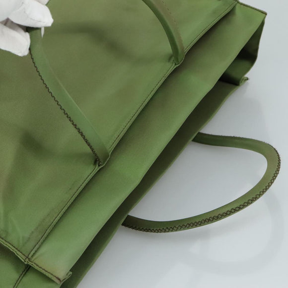 PRADA Hand Bag Nylon Khaki Silver Auth ti2552
