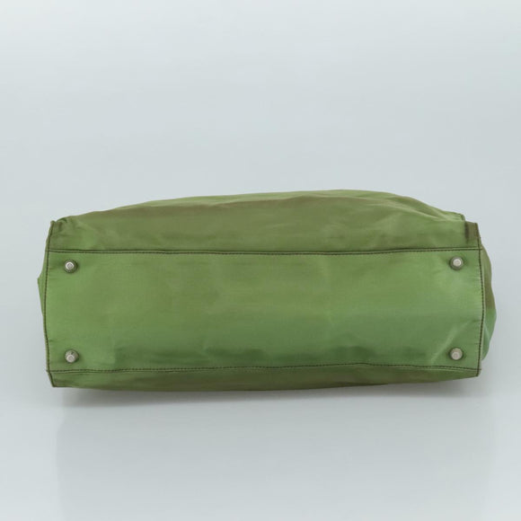PRADA Hand Bag Nylon Khaki Silver Auth ti2552