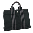 HERMES Fourre Tout PM Tote Bag Canvas Black Gray Auth ti2562-1