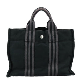 HERMES Fourre Tout PM Tote Bag Canvas Black Gray Auth ti2562 - 0