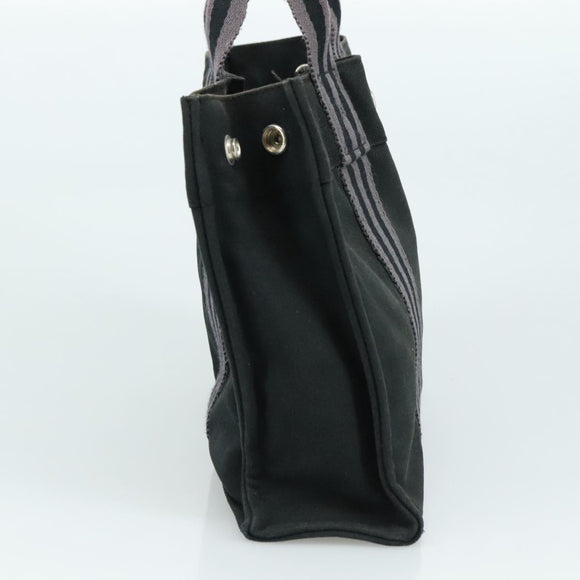 HERMES Fourre Tout PM Tote Bag Canvas Black Gray Auth ti2562