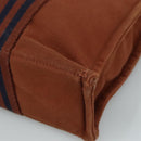 HERMES Tote Bag Canvas Brown Silver Auth ti2564-9