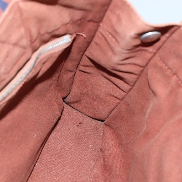 HERMES Tote Bag Canvas Brown Silver Auth ti2564