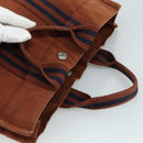 HERMES Tote Bag Canvas Brown Silver Auth ti2564-6