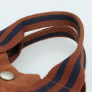 HERMES Tote Bag Canvas Brown Silver Auth ti2564-8