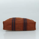 HERMES Tote Bag Canvas Brown Silver Auth ti2564-5