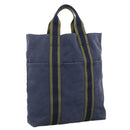 HERMES Fourre Tout Cabas Tote Bag Canvas Navy Khaki Auth ti2566-1