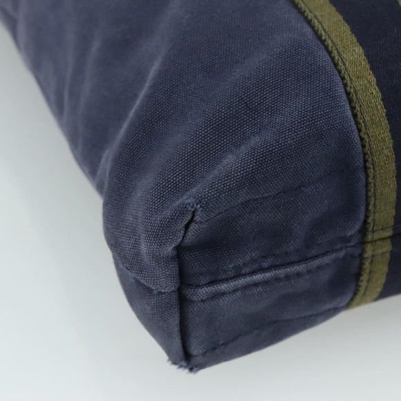 HERMES Fourre Tout Cabas Tote Bag Canvas Navy Khaki Auth ti2566