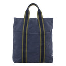 HERMES Fourre Tout Cabas Tote Bag Canvas Navy Khaki Auth ti2566-2