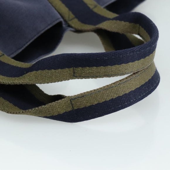 HERMES Fourre Tout Cabas Tote Bag Canvas Navy Khaki Auth ti2566