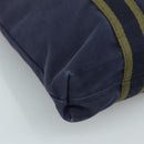 HERMES Fourre Tout cabas Tote Bag Canvas Navy Silver Auth ti2567-11