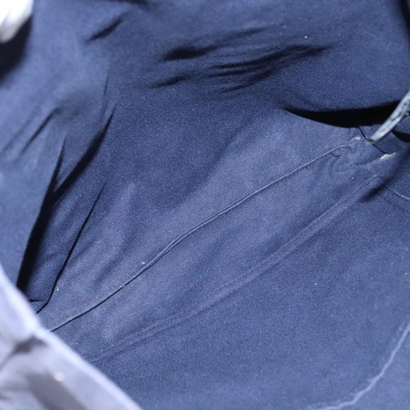 HERMES Fourre Tout cabas Tote Bag Canvas Navy Silver Auth ti2567