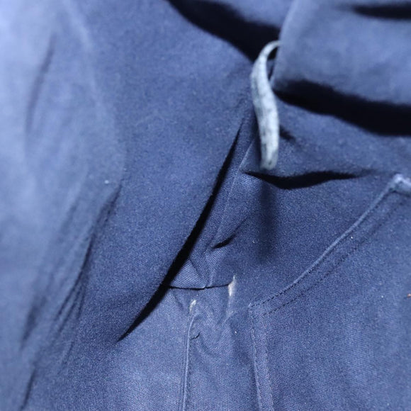 HERMES Fourre Tout cabas Tote Bag Canvas Navy Silver Auth ti2567