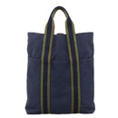 HERMES Fourre Tout cabas Tote Bag Canvas Navy Silver Auth ti2567-2