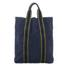 HERMES Fourre Tout cabas Tote Bag Canvas Navy Silver Auth ti2567-3