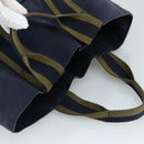 HERMES Fourre Tout cabas Tote Bag Canvas Navy Silver Auth ti2567-6