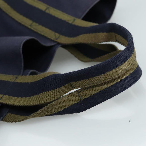 HERMES Fourre Tout cabas Tote Bag Canvas Navy Silver Auth ti2567