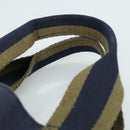 HERMES Fourre Tout cabas Tote Bag Canvas Navy Silver Auth ti2567-8