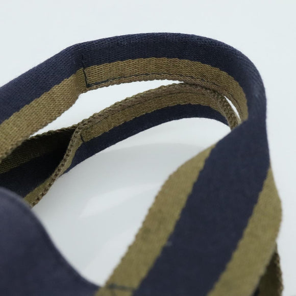 HERMES Fourre Tout cabas Tote Bag Canvas Navy Silver Auth ti2567