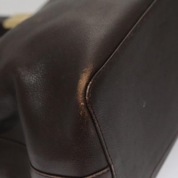 BURBERRY Hand Bag Leather Brown Gold Auth ti2571