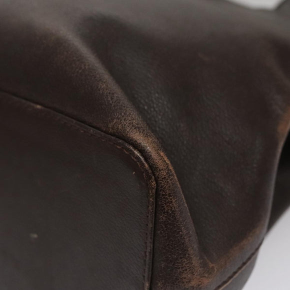 BURBERRY Hand Bag Leather Brown Gold Auth ti2571